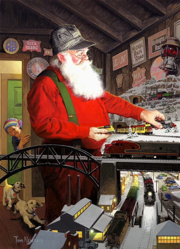 Santa plays with model trains too!
