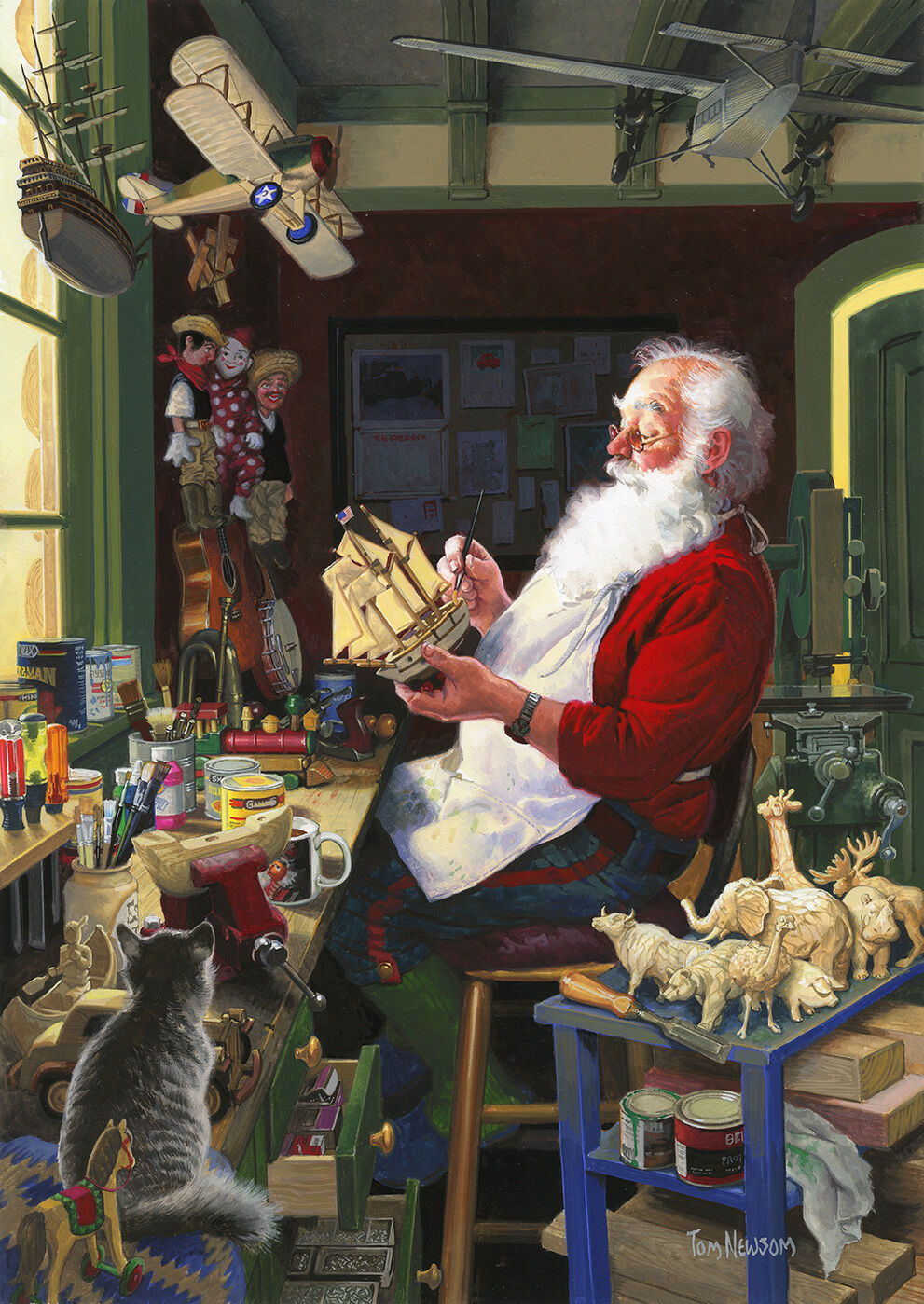 Santa's is busy at his workbench getting ready for Christmas. 500 pieces 19.25" x 26.675"