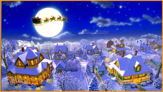 Santa flies over the Village at Midnight!